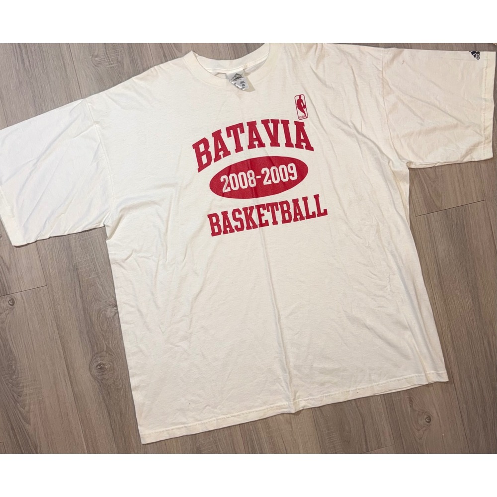 Adidas Batavia Basketball T-Shirt Mens 3XL White Y2K 2008-2009 Collegiate